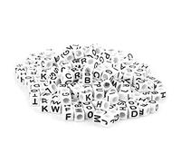 Acrylic Beads, Alphabet Beads Letter Beads Acrylic Single Letter Cube Beads 300Pcs White A-Z DIY Bracelet Necklace Accessories