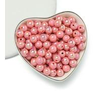 Acrylic Beads, Multicolor Acrylic Round Spacer Beads 6-10mm for DIY Jewelry Making, Pack of 50-100pcs(Light Pink,6mm-100pcs)