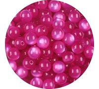 Acrylic Beads, Resin Cat's Eye Round Loose Beads Multicolor 8mm/10mm Pack of 30-50 Pcs for DIY Jewelry(Fuchsia,8mmout 50Pcs)