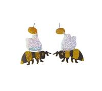 Acrylic Bee Drop Dangle Earrings for Women Gold Bumble Bumblebee Jewelry Honey Bee Lovers Gifts, S, Zinc, No Gemstone