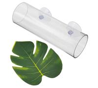 Acrylic Betta Fish Tank Tube Tunnel Hideout with Leaf Accent