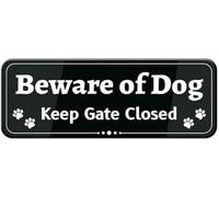 Acrylic Beware Of Dogs Sign - _Keep Gate Closed_ for Home Yards, Pet Shops & Commercial Properties, Black & White, 3x9 Inch.