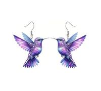 Acrylic Bird Earrings For Women Novelty Colorful Elegant Long Parrot Hummingbird Dangle Drop Animal Earrings Jewelry Earrings Jewelry Women (E, One Size)