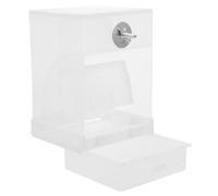 Acrylic Bird Feeder Automatic Large Capacity for Parrots Cage | White Bird Food Box, Convenient Acrylic Supply, Time Saving Design, Practical Feeding for Indoor Cages