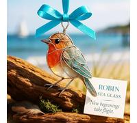 Acrylic Bird Sun Catcher, 2D Robin Garden Ornaments Outdoor, Sun Catchers for Windows, Garden Bird Ornaments Window Hanging, Suncatcher Art Crafts for Bedroom Car Home Office Party Decor, Panels