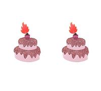 Acrylic Birthday Cake Dangle Earrings for Women Big Cute Shiny Pink Candle Charms Celebration Statement Drop Dangling Stud Earring Lightweight Retro Birthday Gender Reveal Party Y2K Jewelry