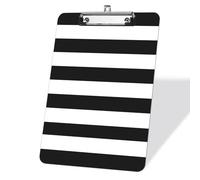 Acrylic Black and White Striped Clip Board, Fashion Decorative Clipboard Letter Size 9 x 12.5 in, Low Profile Silver Metal Clip Clip Board for Office Social Boss Lady Doctor Nurses Men Teens