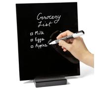 Acrylic Black Dry Erase Board with Stand - 10"x12" Desk Whiteboard for Office, Home or School - Reusable Desk Blackboard with Marker - Portable Chalkboard Easel for Notes, Reminders & to-Do Lists