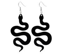 Acrylic Black Snake Animal Serpent Dangle Earrings Gothic Halloween Long Snake Drop Earrings Hippie Punk Snake Jewelry for Women, Zinc, No Gemstone