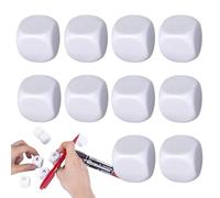 Acrylic Blank - 10 Cubes 6 Faces | Wooden Dice DIY Painting Math Counting Drawing Creative Kids | White Rounded CubesAula, Board Games, Blo