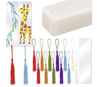 Acrylic Blank Bookmarks, 30pcs Clear Bookmark with 30Pcs Tassels, Unfinished Craft Bookmark Set for Projects Decoration and Present Tags, Rectangle