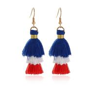 Acrylic Blue Independence Day Earrings for Women Personalized Sparkly Star 4th of July Earring Patriotic Tassel Earrings Memorial Day Accessories, L, Metal, No Gemstone