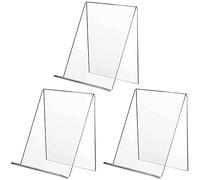 Acrylic Book Display Stands, 3 Pieces Perspex Book Stand, Clear Plastic Book Display, Plate Stand, Transparent Picture Stands for Phones, Sign, Leaflet Book, Menu Poster, Brochure Magazine
