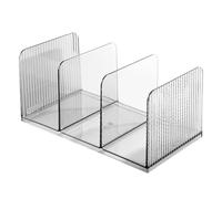 Acrylic Book End For Shelves 3 Compartments Bookend Desk Books Stopper Magazine Stand Space Saving Desktop Organiser Office Desktop Storage Shelf