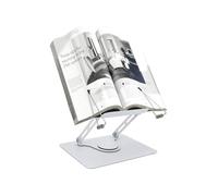 Acrylic Book Stand for Reading, Acrylic Desktop Ricer, Foldable Book Holder with 360° Swivel Base, Cookbook Stand with Elastic Page Clips for Home Office, Laptop, Tablet,