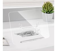 Acrylic Book Stand for Reading, MSDADA Adjustable Book Holder, Foldable Recipe Cook Book Stand for Kitchen, Clear Book Display Stand with Elastic Page Clips for Laptop Magazine Document Music Sheet