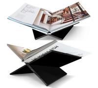 Acrylic Book Stand | Large | Angled | Book Holder | Bible Stand | Cookbook Stand | Recipe Holder | Sturdy | Open Book Display Stand | Modern Black Acrylic | For Reading & Displaying Your Favorite Book