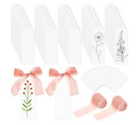 Acrylic Bookmark Blanks, Pack of 100 Book Pages Markers, Transparent Bookmarks with 2 Rolls of Ribbon, for Reader, School, Home, Library, Study, Craft Projects