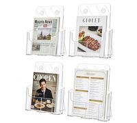 Acrylic Brochure Holder 8.5 x 11 inches for Desk or Wall Mount, Clear Flyer Display Stand Plastic Table Stand Sign Literature Holder for Magazines, Menus, Pamphlets, Journals, Booklets, Documents