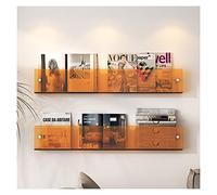 Acrylic Brochure Holder Wall Mounted Floating Bookshelf Magazine Rack Adjustable Hanging Magazine Holder for Office, Waiting Room, Church, Cafe, Home Decoration (Color : Orange,