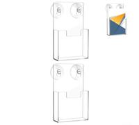 Acrylic Brochure Holder with Suction Cups for Wall or Window Mounting - Clear 3 mm Thick Display Rack for Flyers, Pamphlets & Booklets, 7.4 x 4.2 Inches, Home