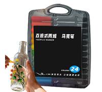 Acrylic Brush Markers - 24 Color Permanent Vibrant Canvas Markers, Fade Resistant Quick Dry Pen For Fabric Glass Wood Ceramic Rock Metal, 20x15x3Cm Pack 13.4x1.2Cm | Artistic Expression Craft Projects