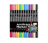 Acrylic Brush Markers - Brush Tip And Dot Tip Colorful Markers For Rock Painting,Crafts Making Art Supplies, Creative Fabric Markers For Kids And Adults