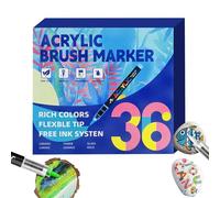 Acrylic Brush Markers - Paint Pen Collection, Bold Color Coverage Vibrant Blending with Flexible Nylon Tip Creative Art Supplies for Fabric Wood Rock Canvas Glass Ceramic 36 Color Pack