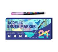 Acrylic Brush Markers - Soft Multi Color Layerable School Supplies, Acrylic Paint Markers Set For Writing Office Kids Party Birthday Prizes Rewards Crafting Office Favor Art Supplies