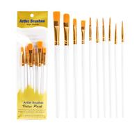 Acrylic Brush Set - 10 Piece Artists Brush, Professional Paint Brush Collection | Fine Tip Soft Flexible Hair Barard, Multipurpose Art Brushes Kit for pr