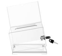 Acrylic Business Card Storage Box - Clear Lockable Suggestion and Donation Container, Portable Transparent Case for Feedback Cards or Cash Tips, Compact Desk Organizer for Offices, Events, Displays