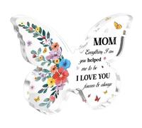 Acrylic Butterfly Keepsake for Mum, Acrylic Plaque Engraved with Touching Words,Table Decor Plaque Keepsake Present, Special Mothers Day Gifts for Mum from Daughter Son (C)