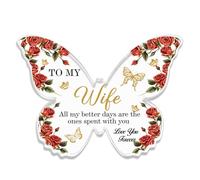 Acrylic Butterfly Wife Plaque Keepsake -Butterfly Acrylic Night Lamp Ideal Presents for Mum Girlfriend Her Wife on Mothers Day, Birthday, Christmas, Anniversaries and Valentines Home Décor