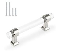 Acrylic Cabinet Pulls - Modern Silver Chrome Drawer Handles,Hole Center:3-1/2 inch- 30 Pack for Kitchen, Bedroom, and Bathroom Cabinets