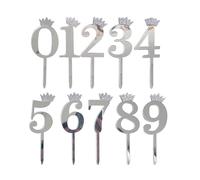 Acrylic Cake Decorations, Number 0-9 Cupcake Topper, 4x3 Inches Cake Topper with Shiny Finish, Party Cakes Decor, Decor with Elegant Design, Decors for Celebrations Graduations Weddings and Family
