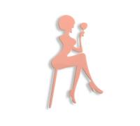 Acrylic Cake Topper Birthday Sitting Girl Lady Figure Wine Glass Pink Silhouette Party Design