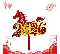 Acrylic Cake Topper, Chinese New Year Horse, 2D Holiday with Compact Feature, Sturdy Cupcake Supply, Modern Birthday with Classic Style, Party Accessories for Family Friends Indoors Outdoor Daily Use