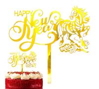 Acrylic Cake Topper, Chinese New Year Horse, 2D Holiday with Compact Function, Sturdy Cupcake Supply, Modern Birthday with Classic Style, Party Supplies for Family Friends Indoor and A