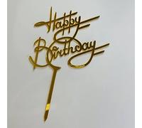 Acrylic Cake Topper Happy Birthday Gold Letters Party Decoration Design Idea