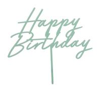 Acrylic Cake Topper Happy Birthday - Matte Green 16.5 cm Height - Cake Decoration Birthday