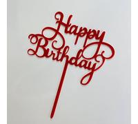 Acrylic Cake Topper Happy Birthday Red Letters Party Dessert Decoration Design Idea