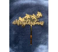 Acrylic Cake Topper Merry Christmas Santa Rain Deer Sleigh Cake Decoration