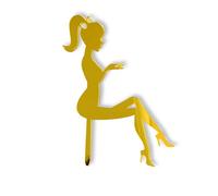 Acrylic Cake Topper Sitting Girl Lady Figure Gold Silhouette Birthday Party