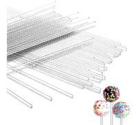Acrylic Cake Topper Sticks: 120 Pcs 8 Inch Clear Round Rods - Cake Dowels & Lollipop Sticks for Candy Floss & Cake Pops