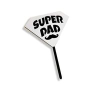 Acrylic Cake Topper Super Dad Father's Day Birthday Black White Superman Design