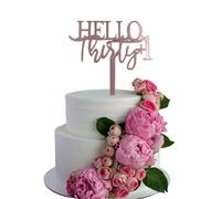 Acrylic Cake Toppers, 31st Birthday Cake Topper, 31 Cake Topper, Rose Gold Hello Thirty+1 Cake Decoration, Reusable Party Supplies for 31st Birthday Celebrations