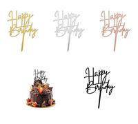 Acrylic Cake Toppers for Birthday - Set of 4 Non-Toxic Reusable Cake Decorations with Multi-Color Options for Party Celebration