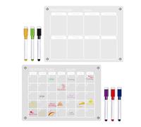 Acrylic Calendar for the Wall - 2 Pieces Magnetic Dry Wipe Board, Clear Fridge Appointment Planner, Magnetic Weekly Planner Board | Reusable Food Planning Boards for Home Office