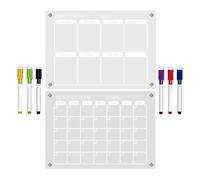 Acrylic Calendar For Wall- Planning Notepad, 2 Pieces Dry Erase Magnetic, Monthly/weekly Magnetic Memo Pad, Clear Fridge Calendar Schedule Board | For Home Office School Classroom Apartment Family Mea