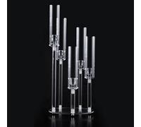 Acrylic Candelabra Centerpiece for Tables Wedding,Clear 5 Arm Candle Stick in Bulk for Party,Brithday,Baby Shower,Halloween,Christmas candelabros para centros de mesa（22Inches） Fit 0.8 LED Candle